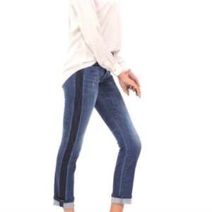 Cabi Tuxedo Distressed High Rise Straight Leg Jeans #3750 Size 4